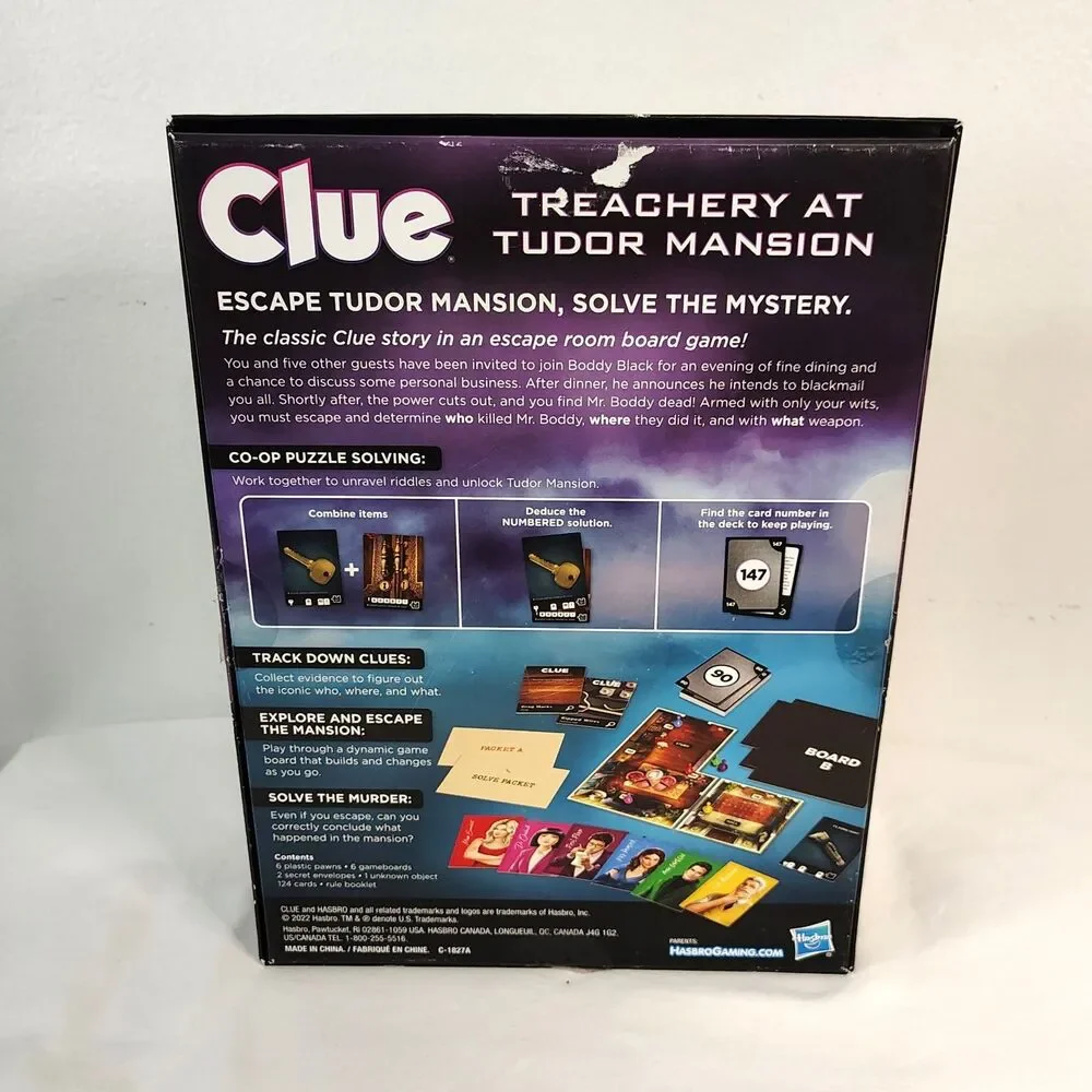 Clue Treachery at Tudor Mansion Escape & Solve Mystery Game Hasbro 2022